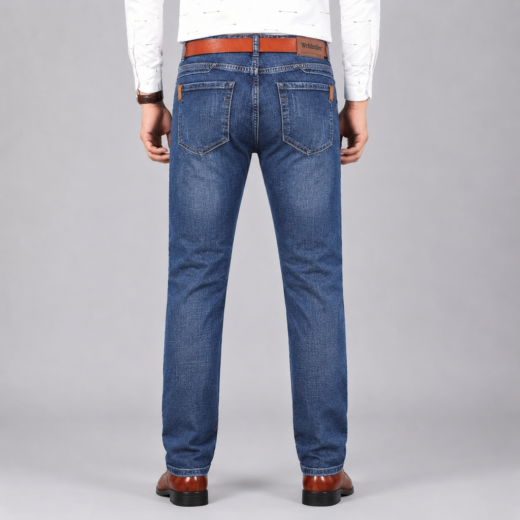 Men's slim fit straight-leg stretch denim jeans