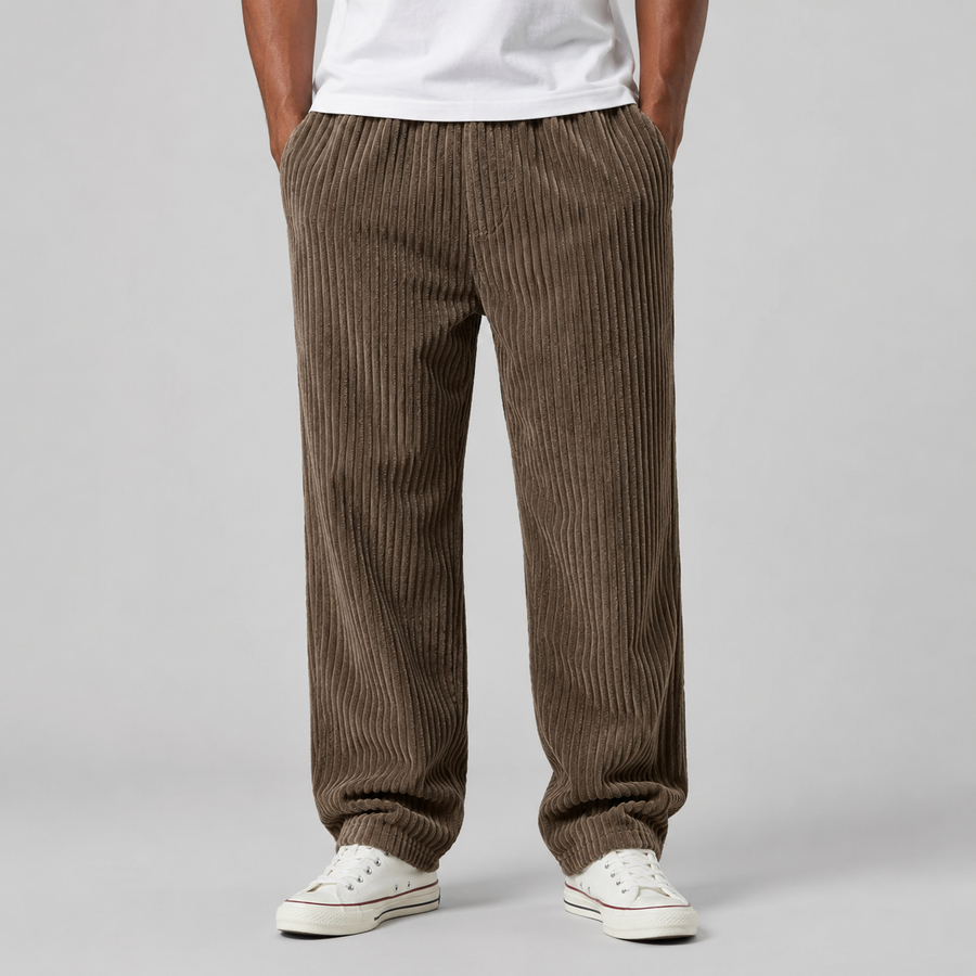 Men's relaxed fit corduroy drawstring trousers