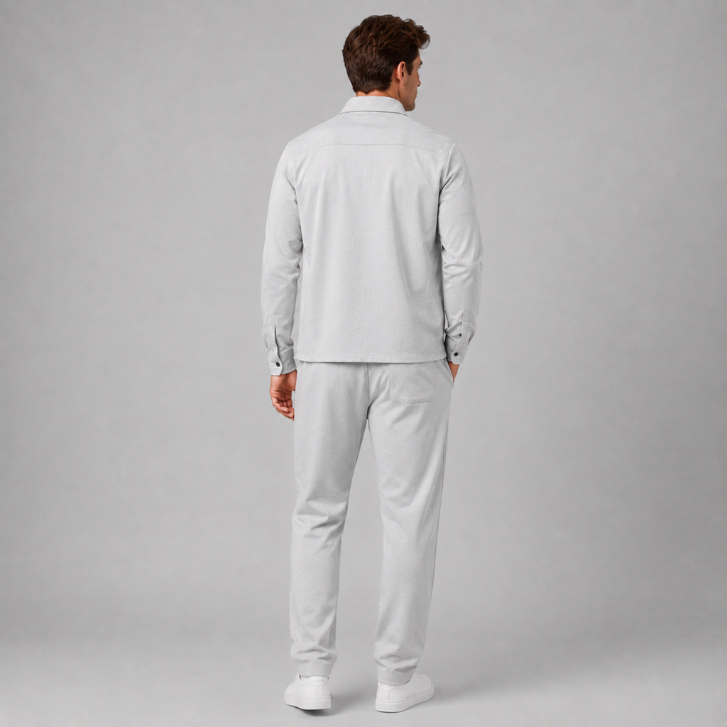 Men's overshirt and straight-leg trousers co-ord set