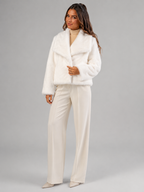Women's cropped faux fur jacket with an open front