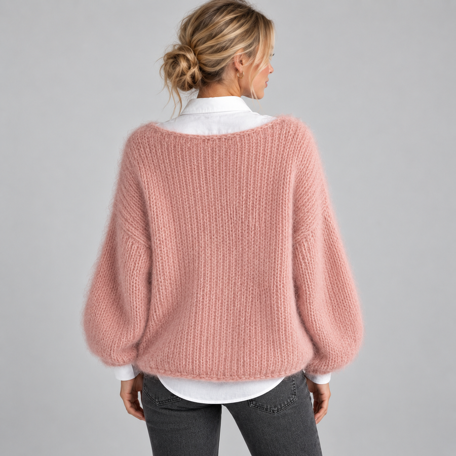 Women's cropped mohair-look boat neck jumper