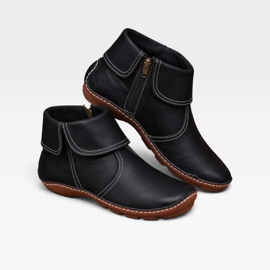 Women's Turn-Down Cuff Leather Ankle Boots — view 5
