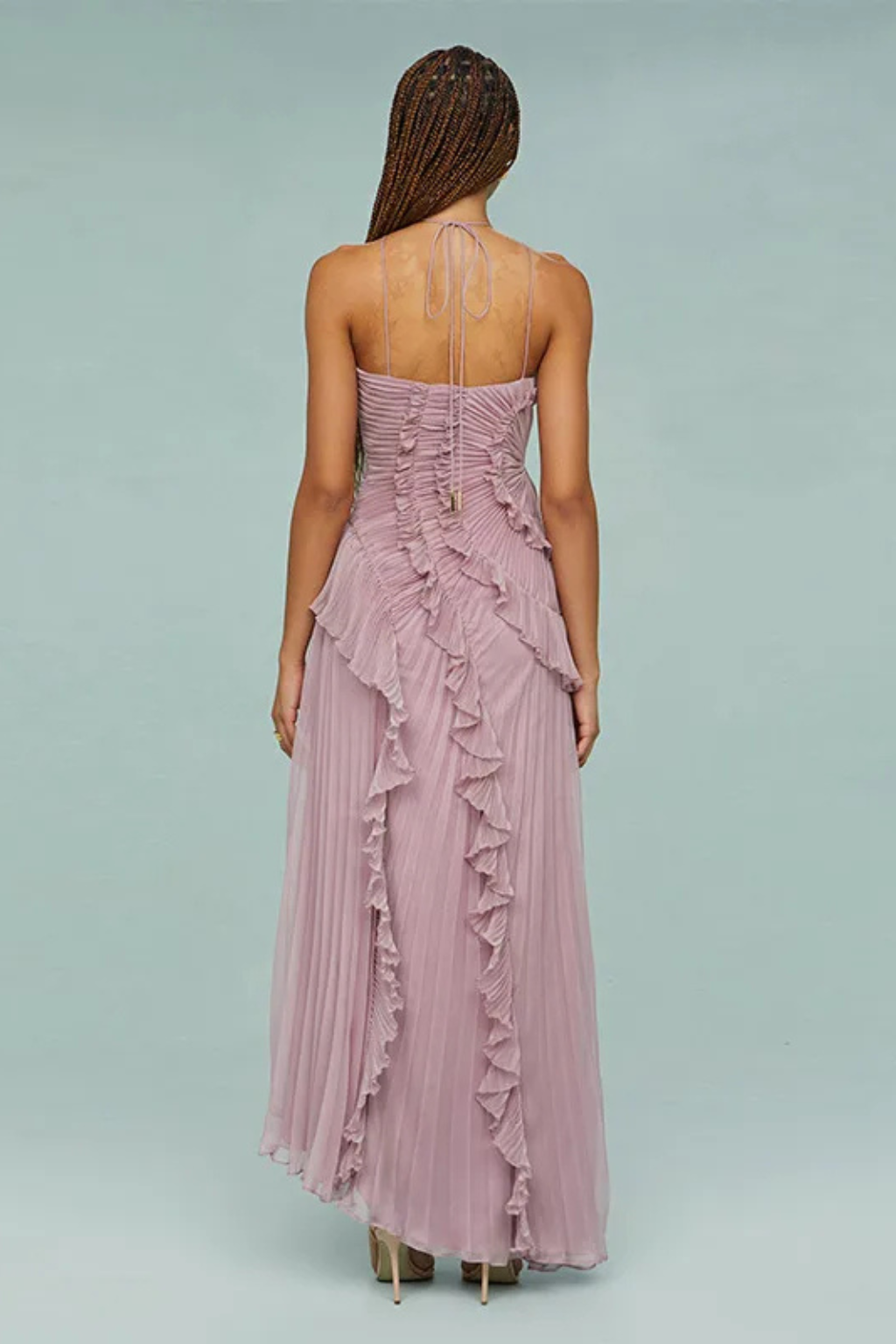 Women’s Sleeveless Halter Ruffled Maxi Dress - Parker and Grant
