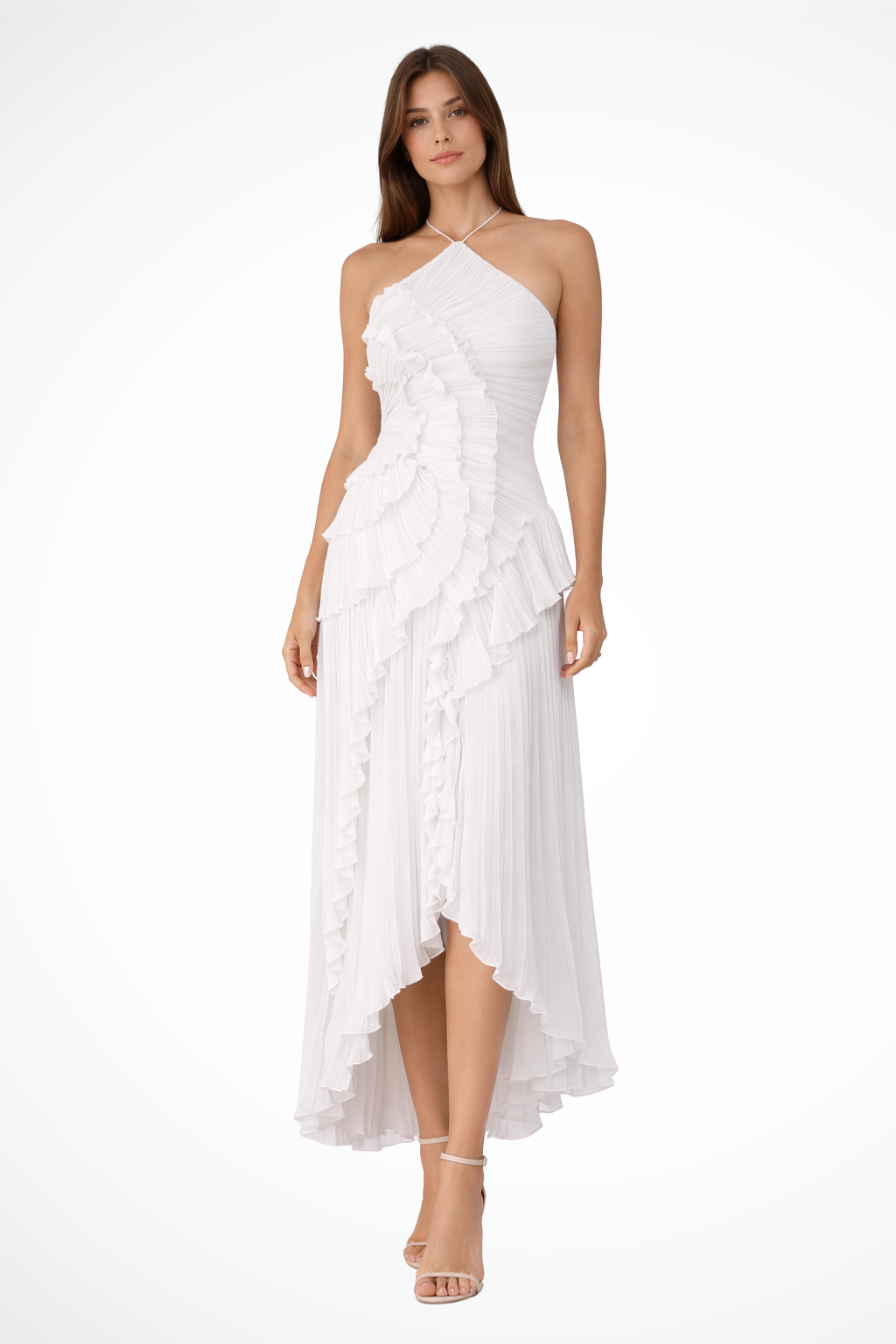 Women’s Sleeveless Halter Ruffled Maxi Dress - Parker and Grant