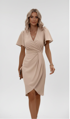 Women’s Wrap Dress with V-Neck & Flowing Sleeves - Parker and Grant