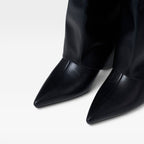 Women's Foldable Knee-High Leather Boots with Block Heel — view 8