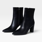 Women's Foldable Knee-High Leather Boots with Block Heel — view 7