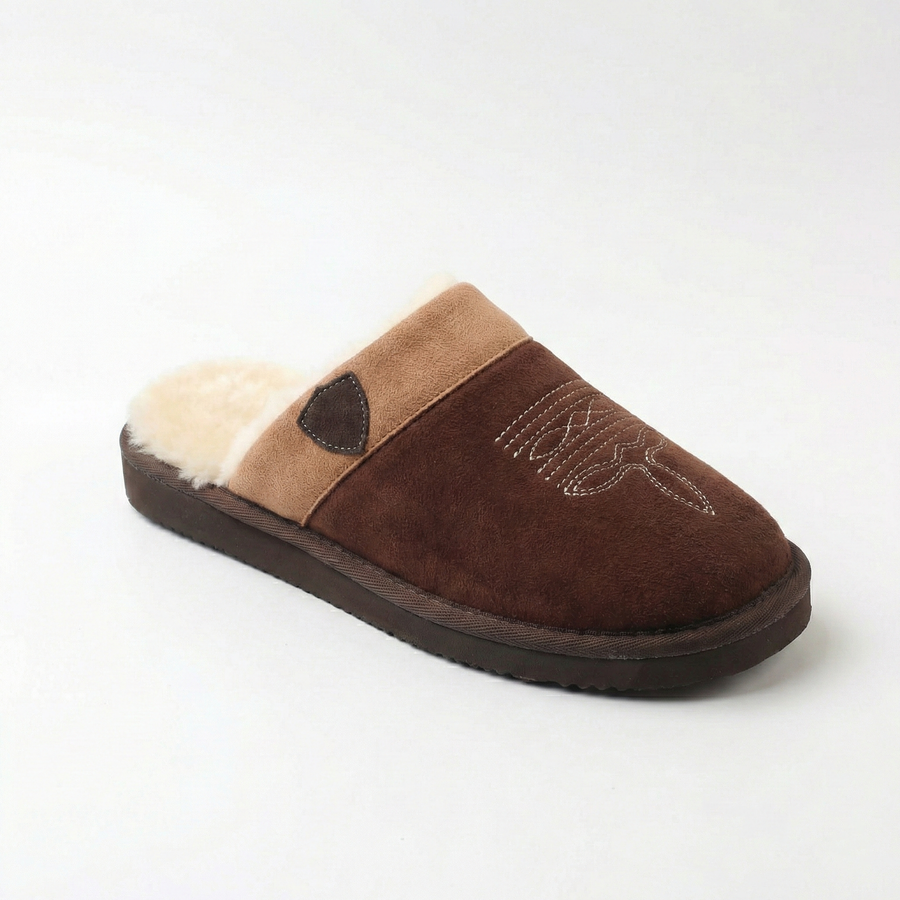 Women's Suede Western Mule Slippers with Faux Fur Lining — view 6