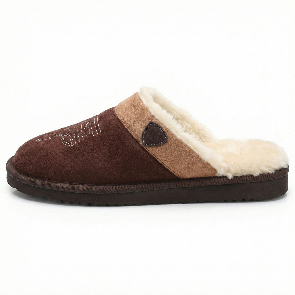Women's Suede Western Mule Slippers with Faux Fur Lining — view 8