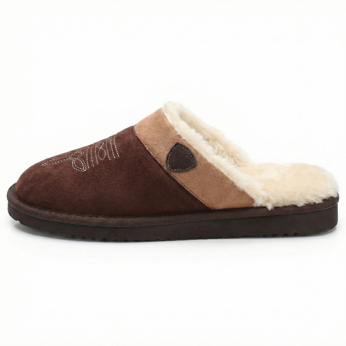 Women's Suede Western Mule Slippers with Faux Fur Lining — view 8