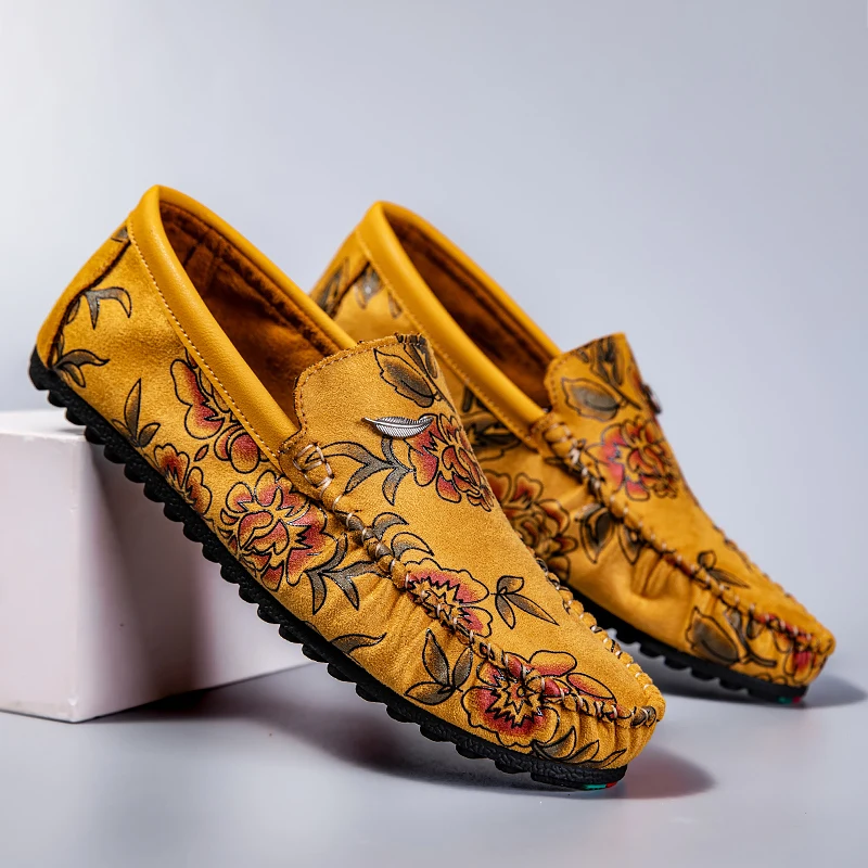 Men's Floral Leather Loafers – Konrad