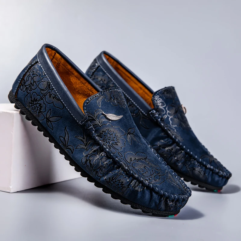 Men's Floral Leather Loafers – Konrad