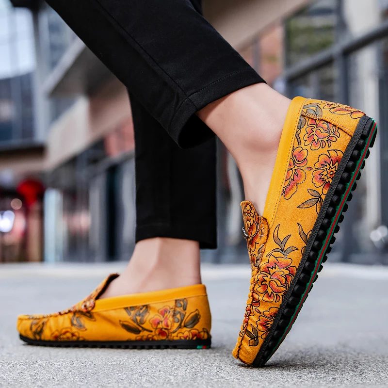 Men's Floral Leather Loafers – Konrad