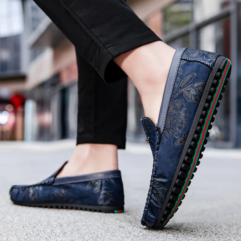 Men's Floral Leather Loafers – Konrad