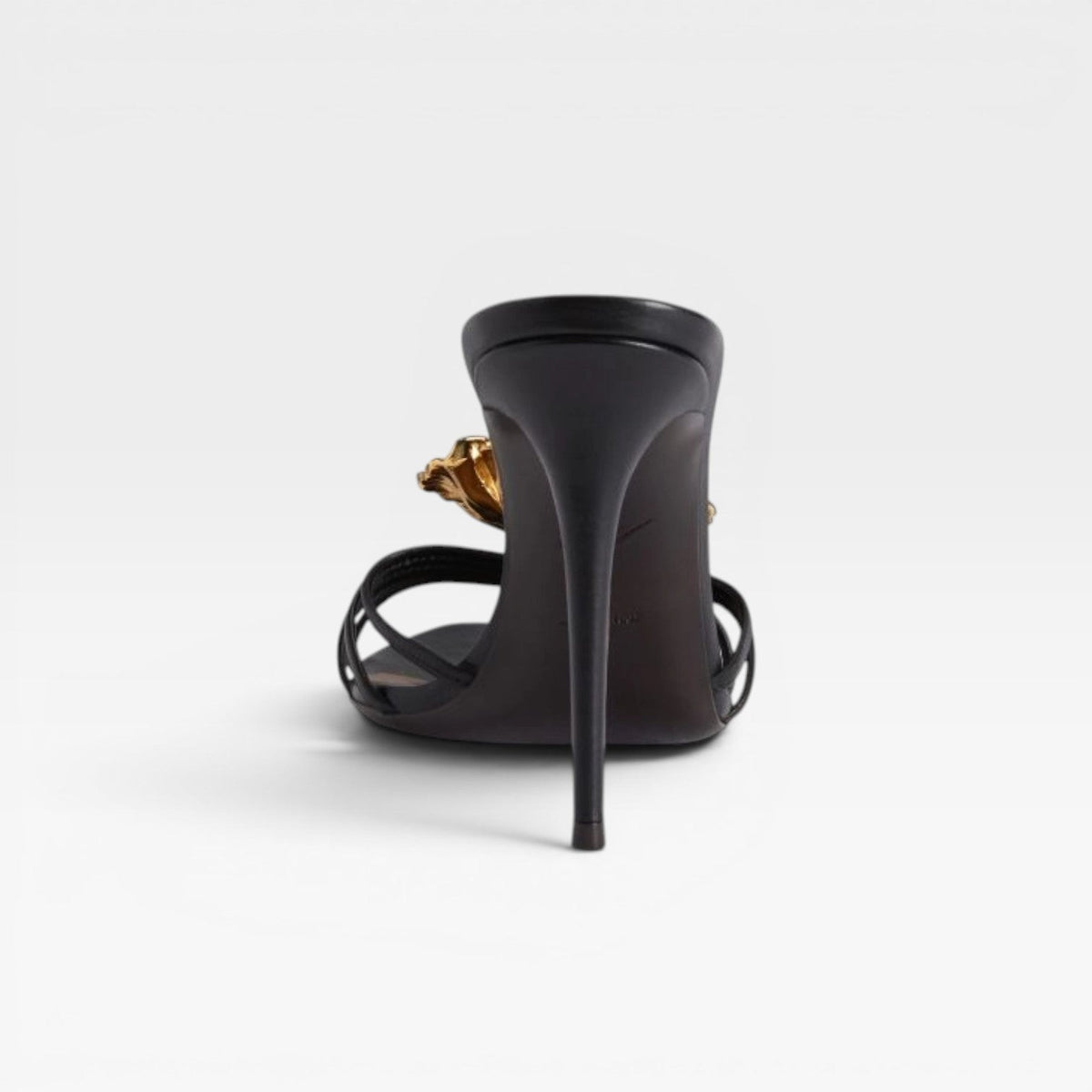 Women's Gold Flower Sculpted Stiletto Mules — view 7