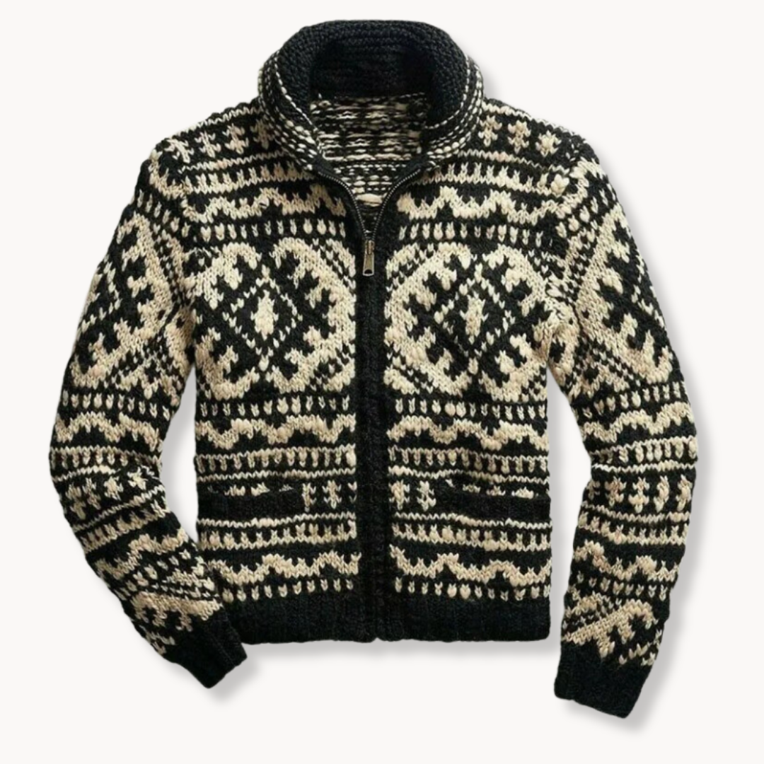 Men's Full-Zip Winter Jumper | Fair Isle
