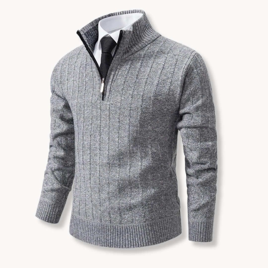 Men's Ribbed Quarter-Zip Jumper | Slim Fit