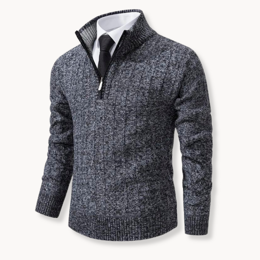 Men's Ribbed Quarter-Zip Jumper | Slim Fit