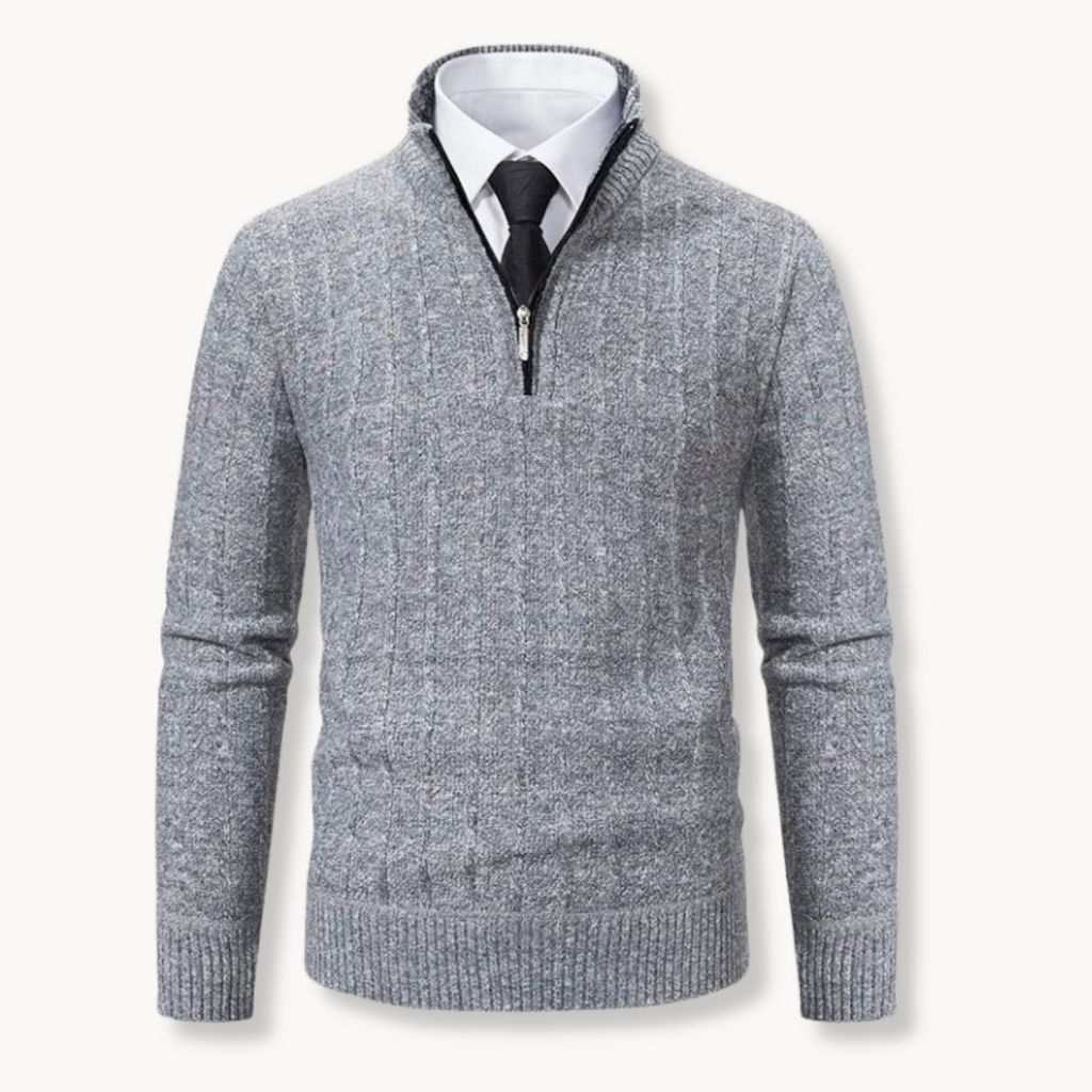 Men's Ribbed Quarter-Zip Jumper | Slim Fit