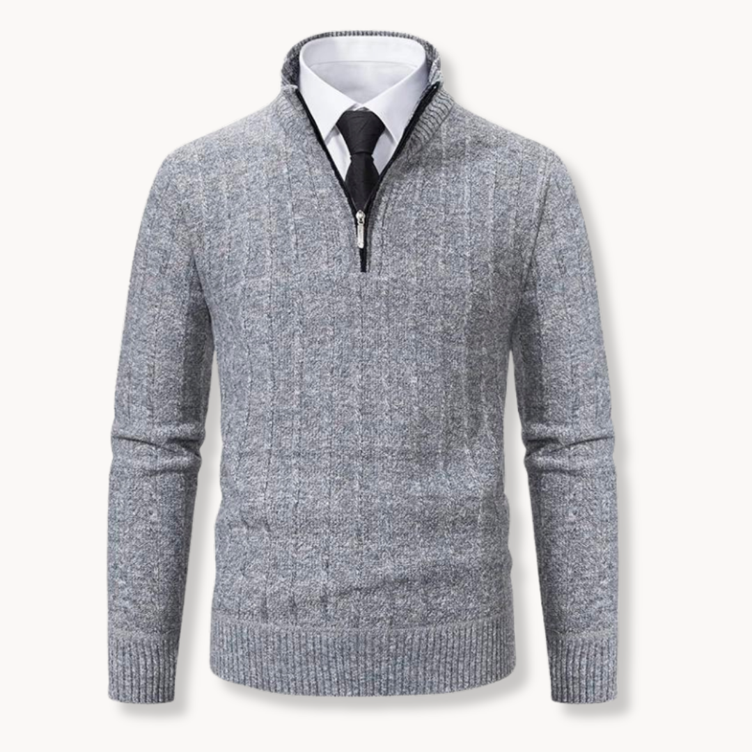 Men's Ribbed Quarter-Zip Jumper | Slim Fit
