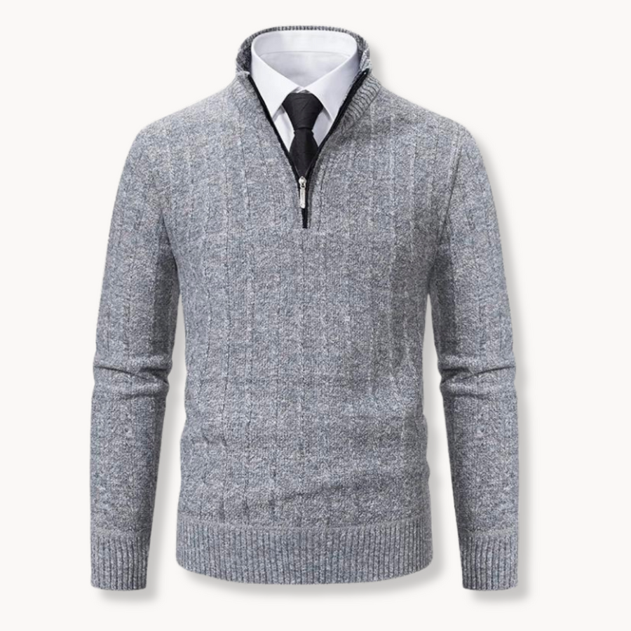Men's Ribbed Quarter-Zip Jumper | Slim Fit