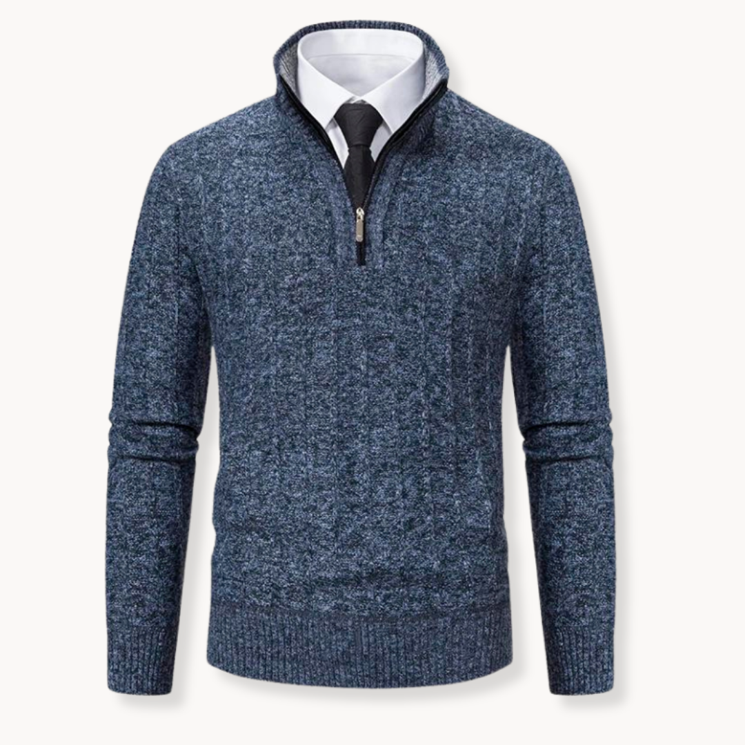 Men's Ribbed Quarter-Zip Jumper | Slim Fit