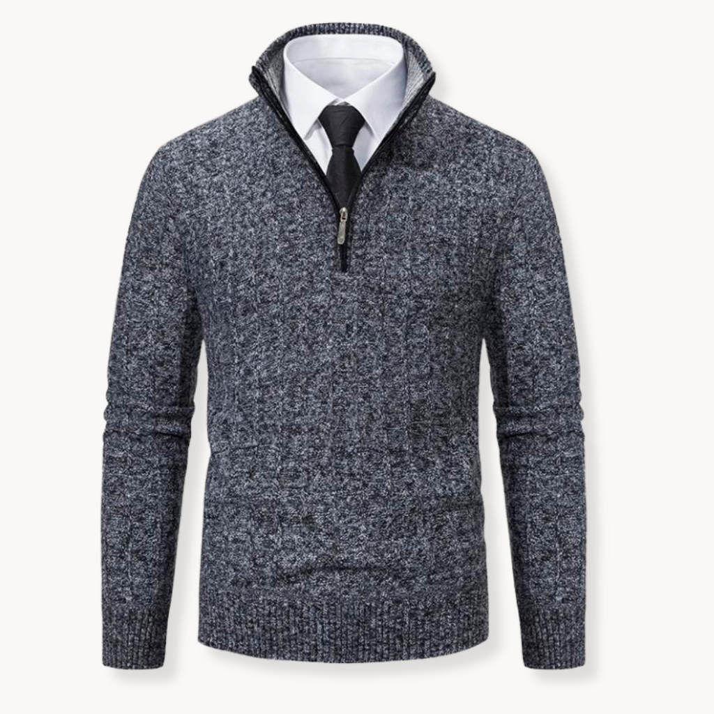 Men's Ribbed Quarter-Zip Jumper | Slim Fit