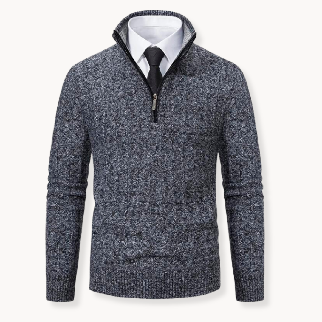Men's Ribbed Quarter-Zip Jumper | Slim Fit