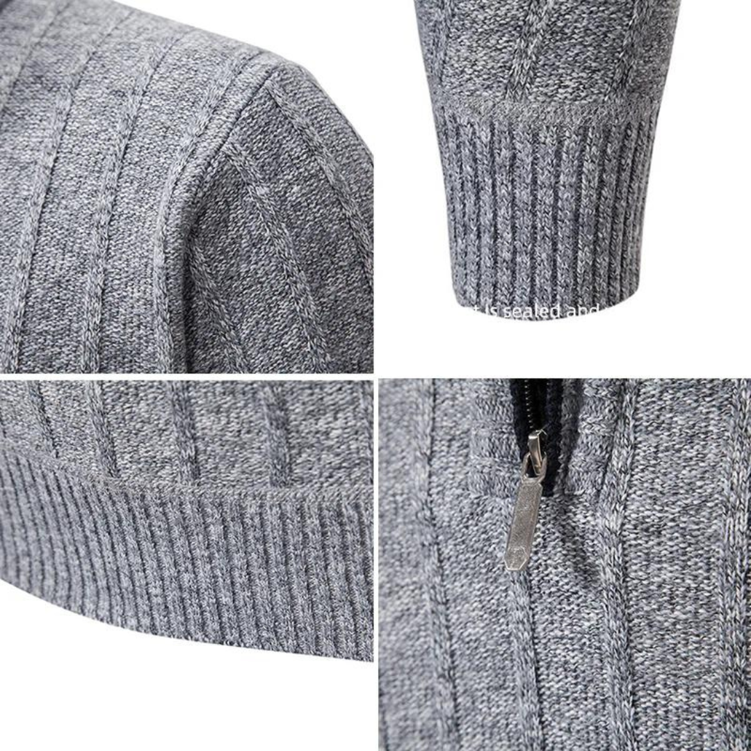 Men's Ribbed Quarter-Zip Jumper | Slim Fit