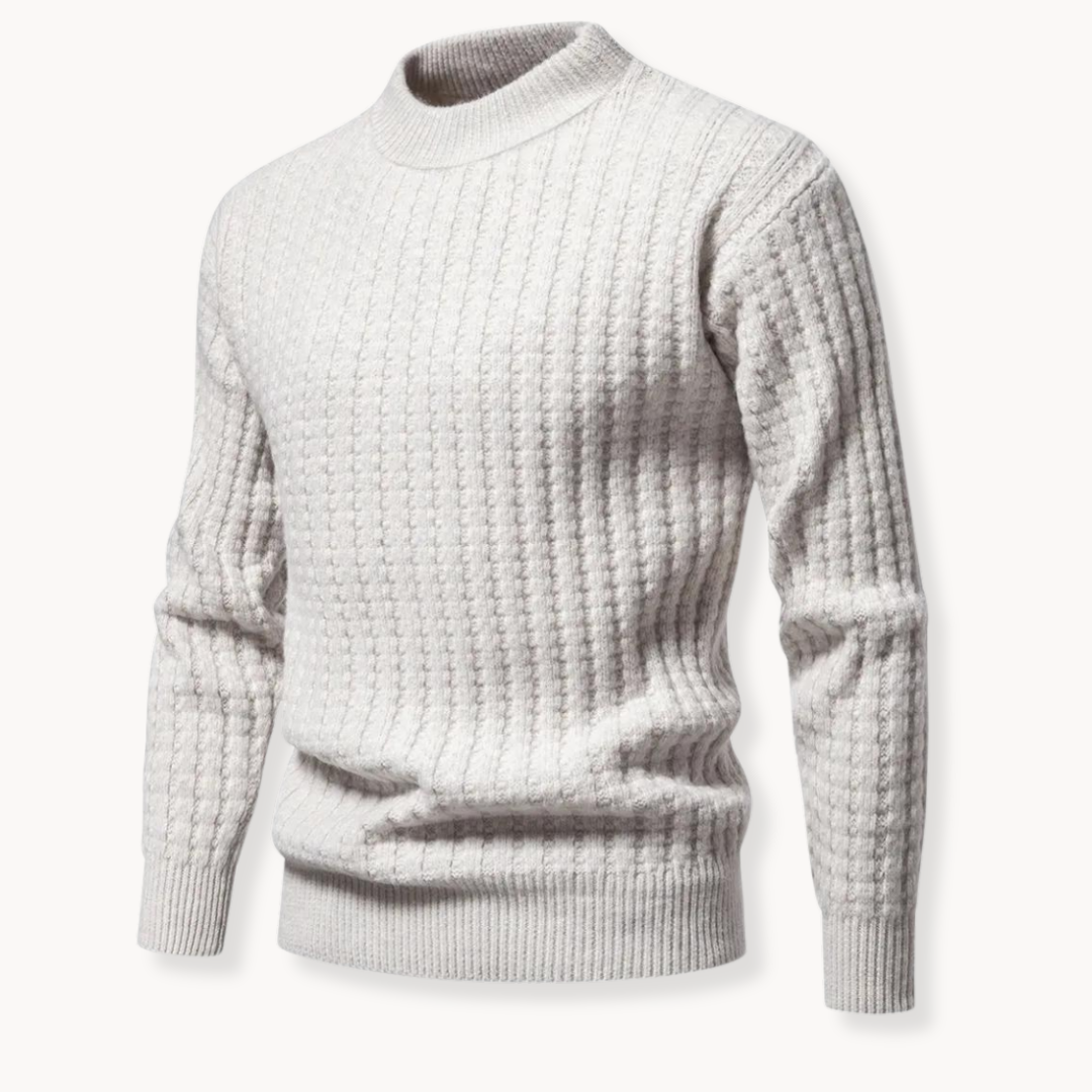Men's Waffle Knit Crew Jumper | Stavros