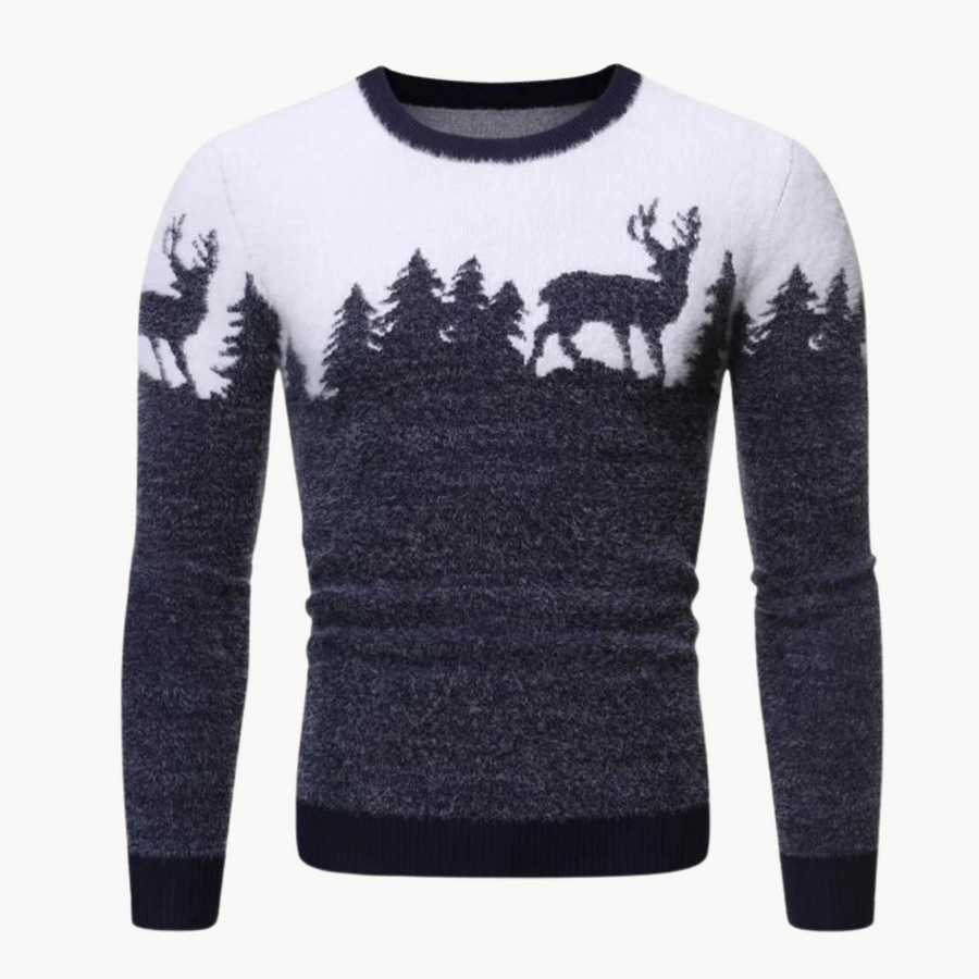 Men's Elk Motif Christmas Jumper | Knitted Elk