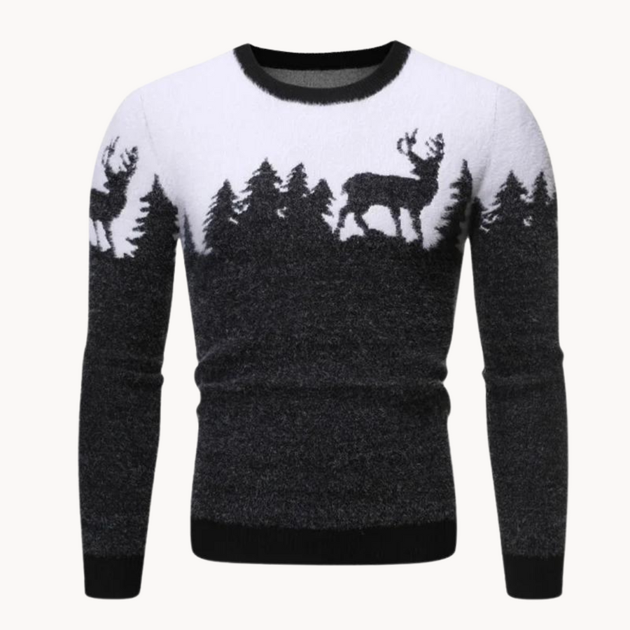 Men's Elk Motif Christmas Jumper | Knitted Elk