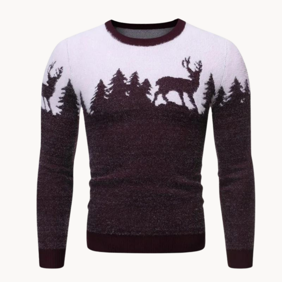Men's Elk Motif Christmas Jumper | Knitted Elk