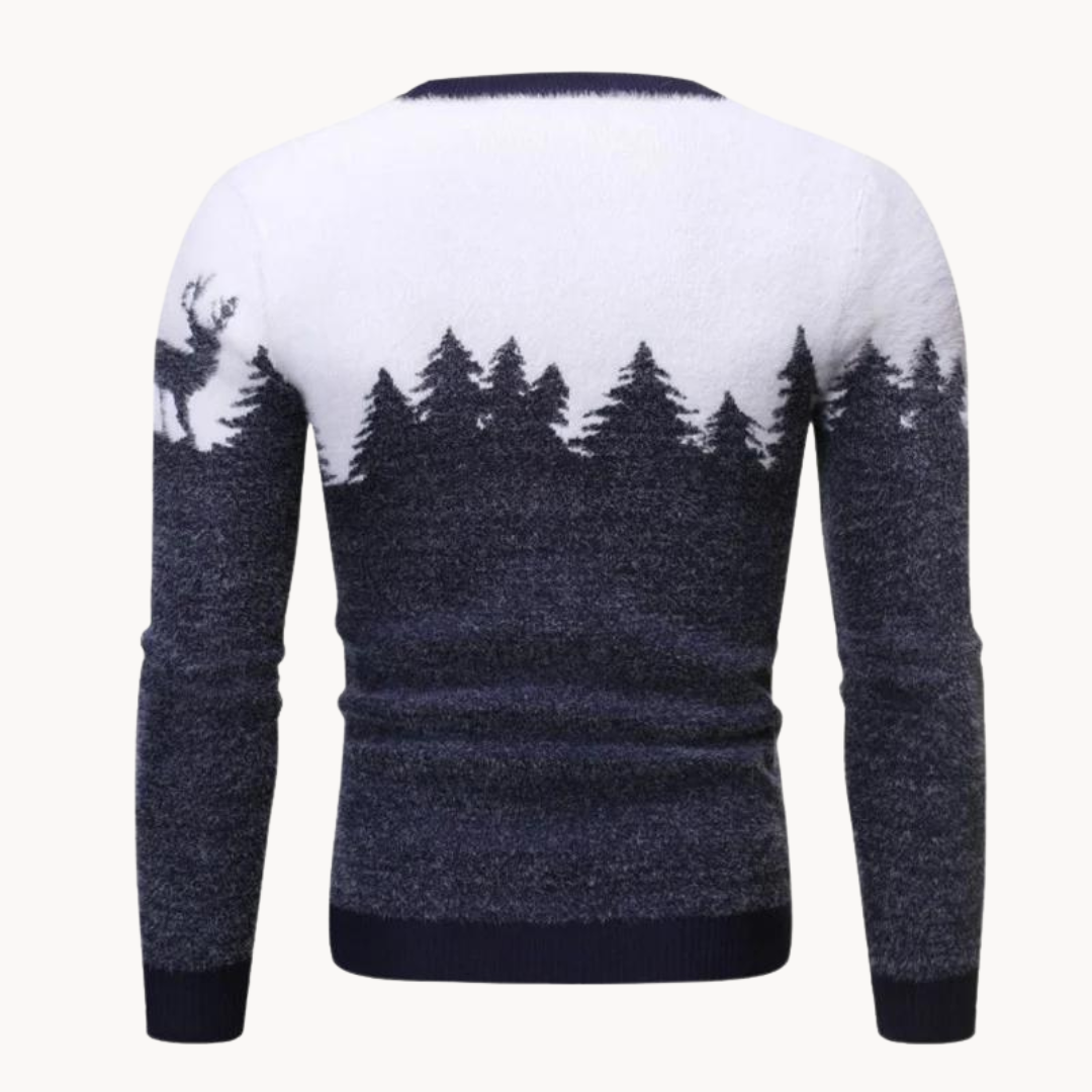 Men's Elk Motif Christmas Jumper | Knitted Elk