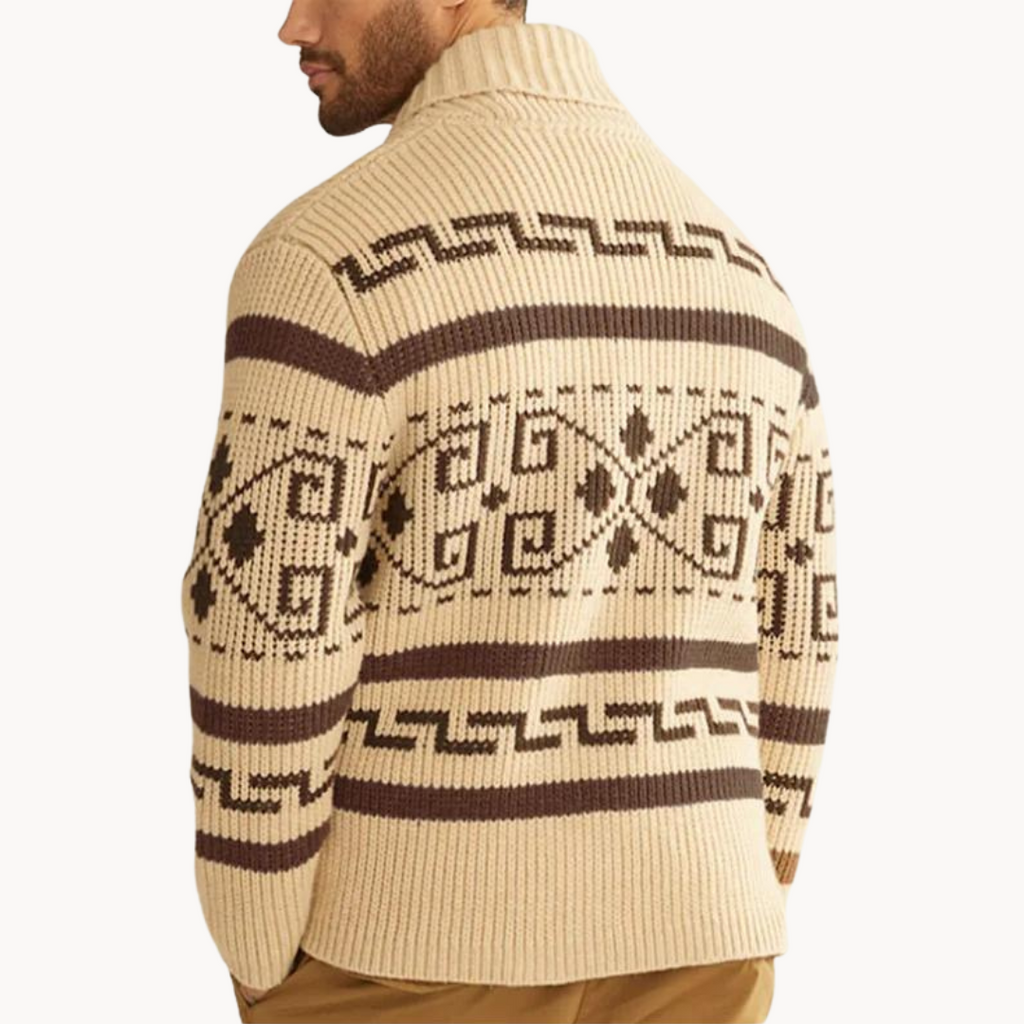 Men's Vintage Print Zip Pullover Jumper | Rivertown