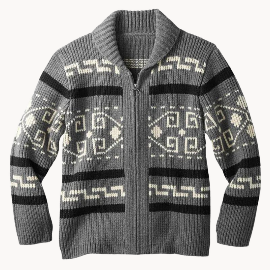 Men's Vintage Print Zip Pullover Jumper | Rivertown
