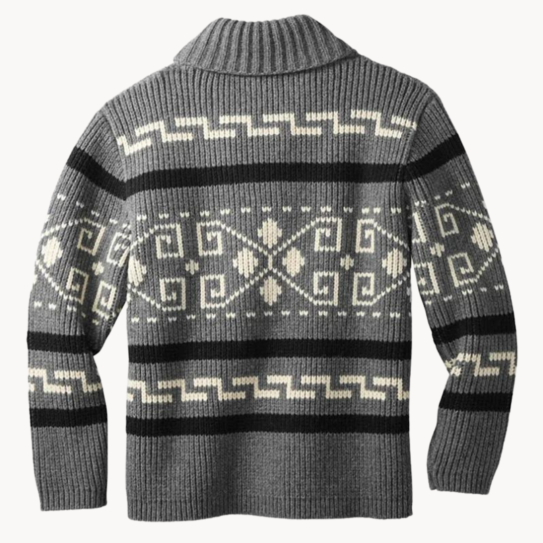 Men's Vintage Print Zip Pullover Jumper | Rivertown