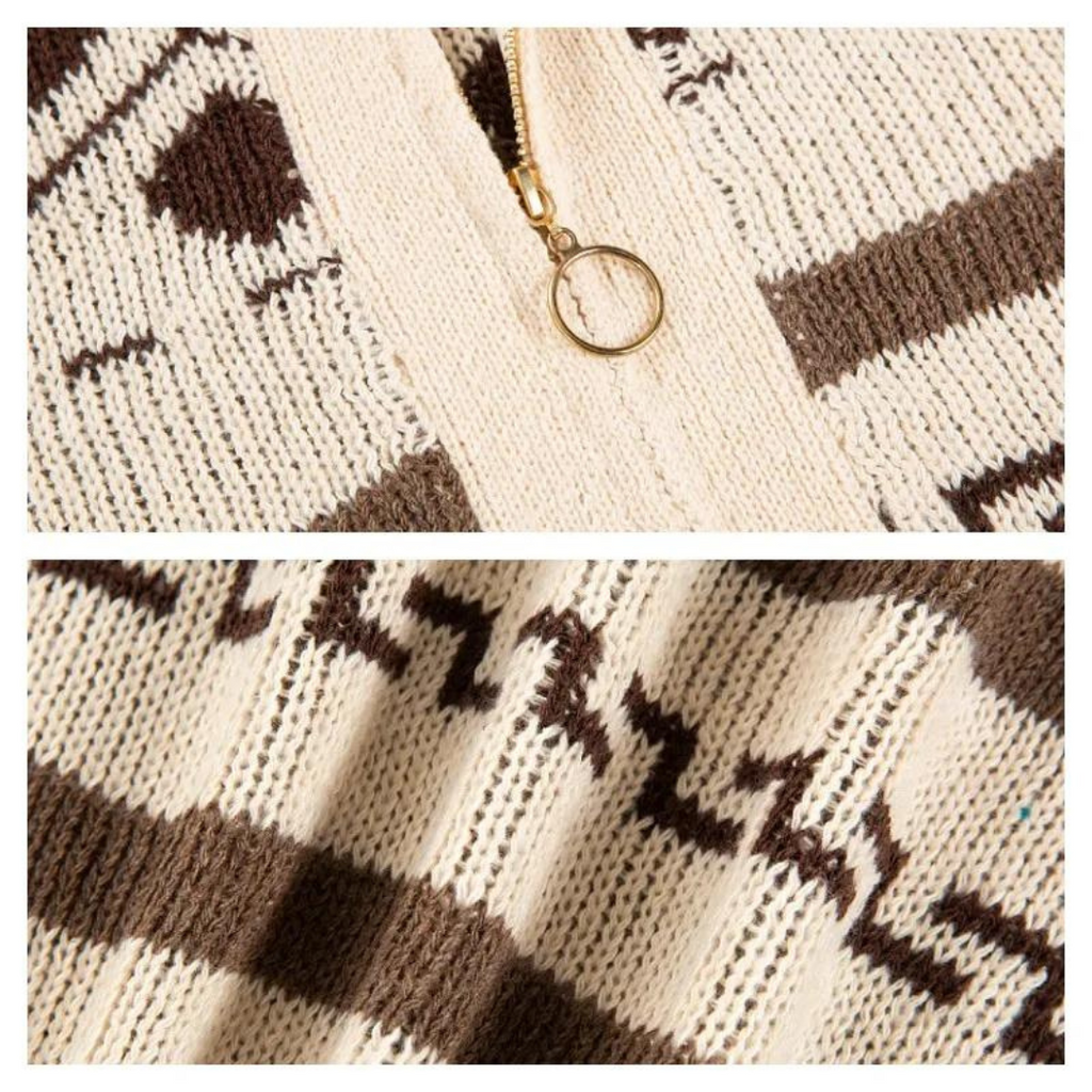 Men's Vintage Print Zip Pullover Jumper | Rivertown