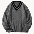 Men's Oversized V-Neck Jumper | Fisherman Knit