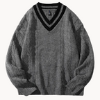 Men's Oversized V-Neck Jumper | Fisherman Knit