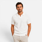 Men's slim fit textured knit short-sleeve polo shirt