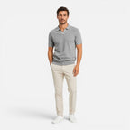 Men's slim fit textured knit short-sleeve polo shirt