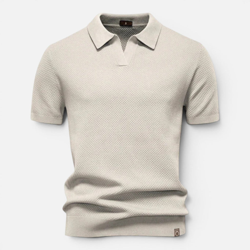 Men's slim fit textured knit short-sleeve polo shirt