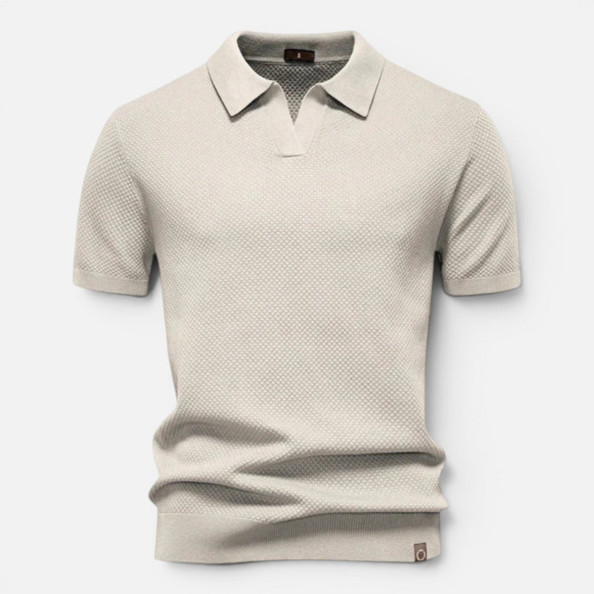 Men's slim fit textured knit short-sleeve polo shirt