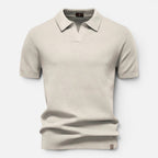Men's slim fit textured knit short-sleeve polo shirt