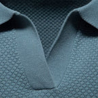 Men's slim fit textured knit short-sleeve polo shirt