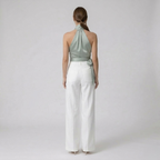 Women's belted halter-neck sleeveless top