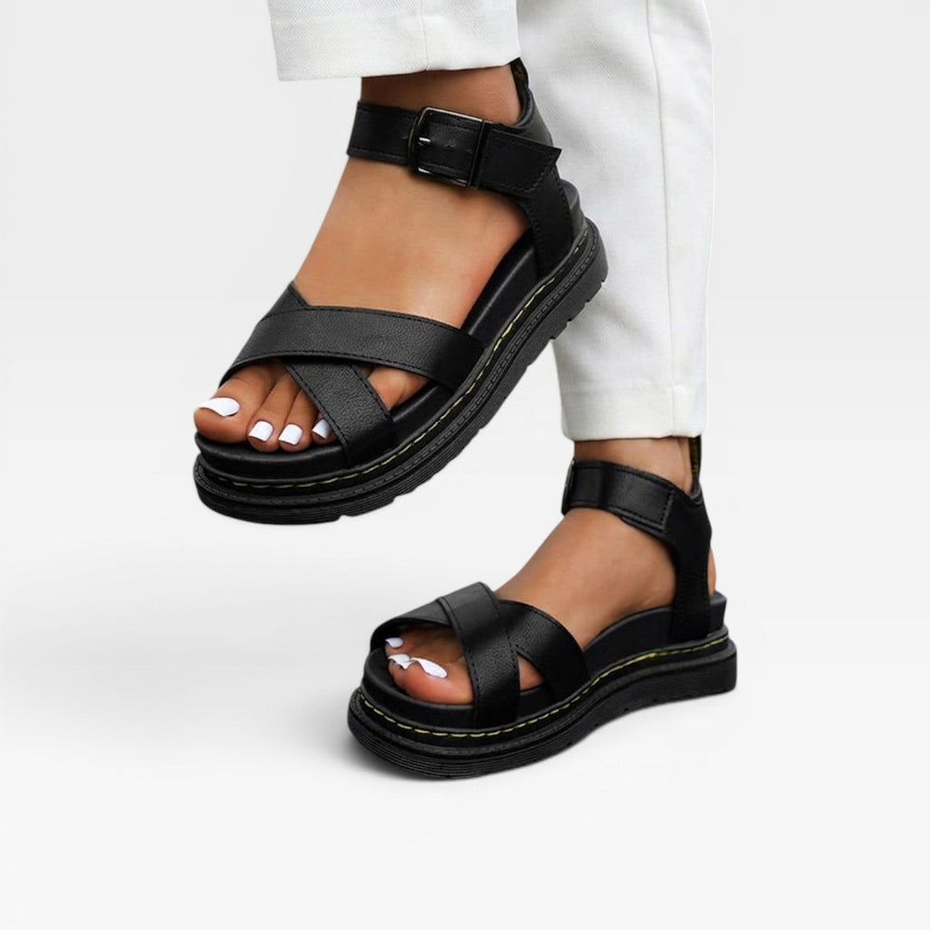 Women's Chunky Wedge Sandals with Crossover Straps — view 8