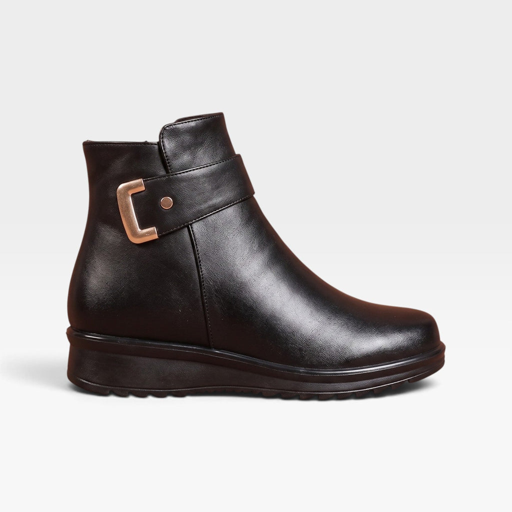 Women's Leather Ankle Boots with Orthopaedic Wedge Sole