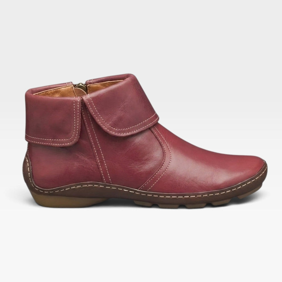 Women's Turn-Down Cuff Leather Ankle Boots